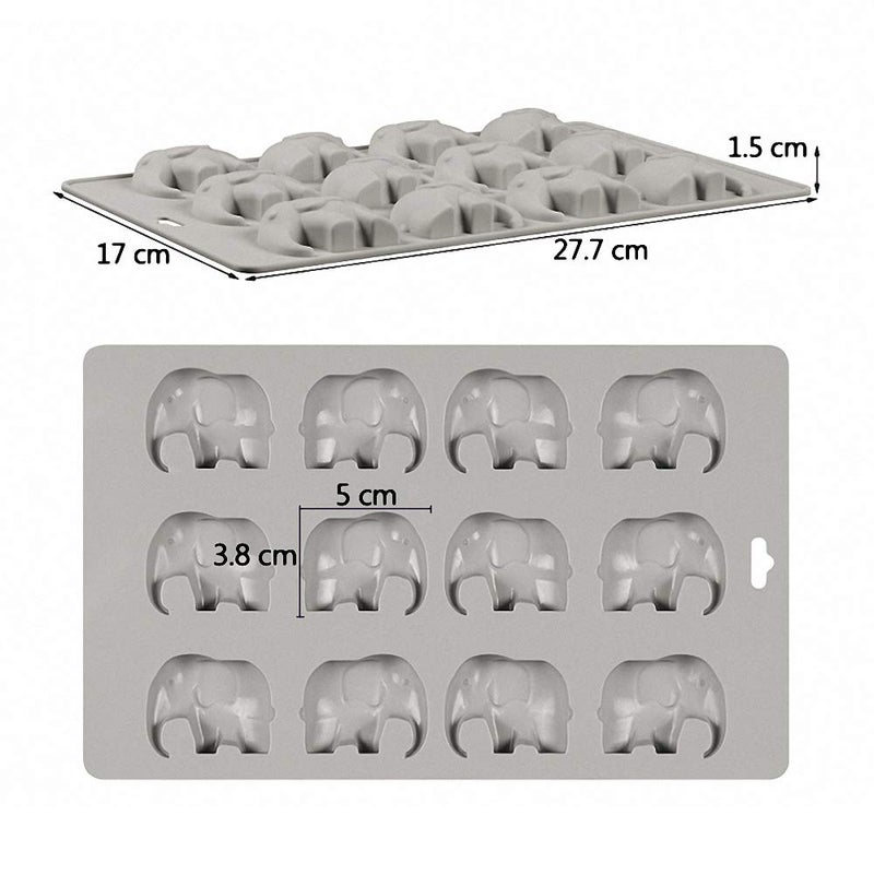 HiParty 12 Cavities Elephant Chocolate Candy Silicone Mold Gummy Fat Bomb Mould Resin Clay Mini Soap Crayon Mold Ice Cube Tray Cake Cookie Baking Pan for Baby Shower - Image 2